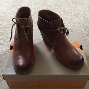 Peanut Butter Color Leather Ankle Booties